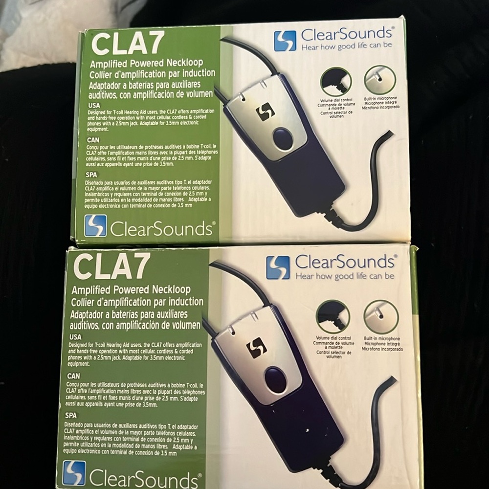 Lot of 2 Clear Sound CLA7 Amplified Power Neckloop Hard of hearing device